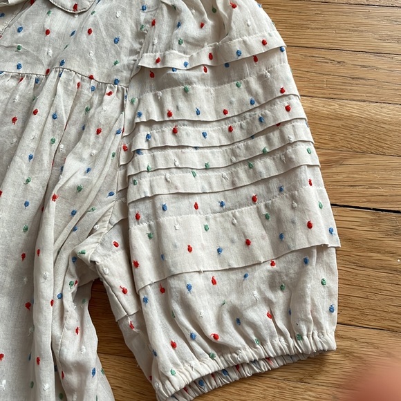 THE GREAT polka dot puff short sleeve top Sz. 0/XS - Picture 3 of 6